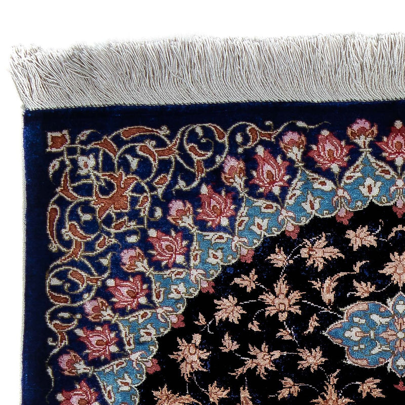 Persisk matta - Ghom - 80 x 55 cm - mörkblå