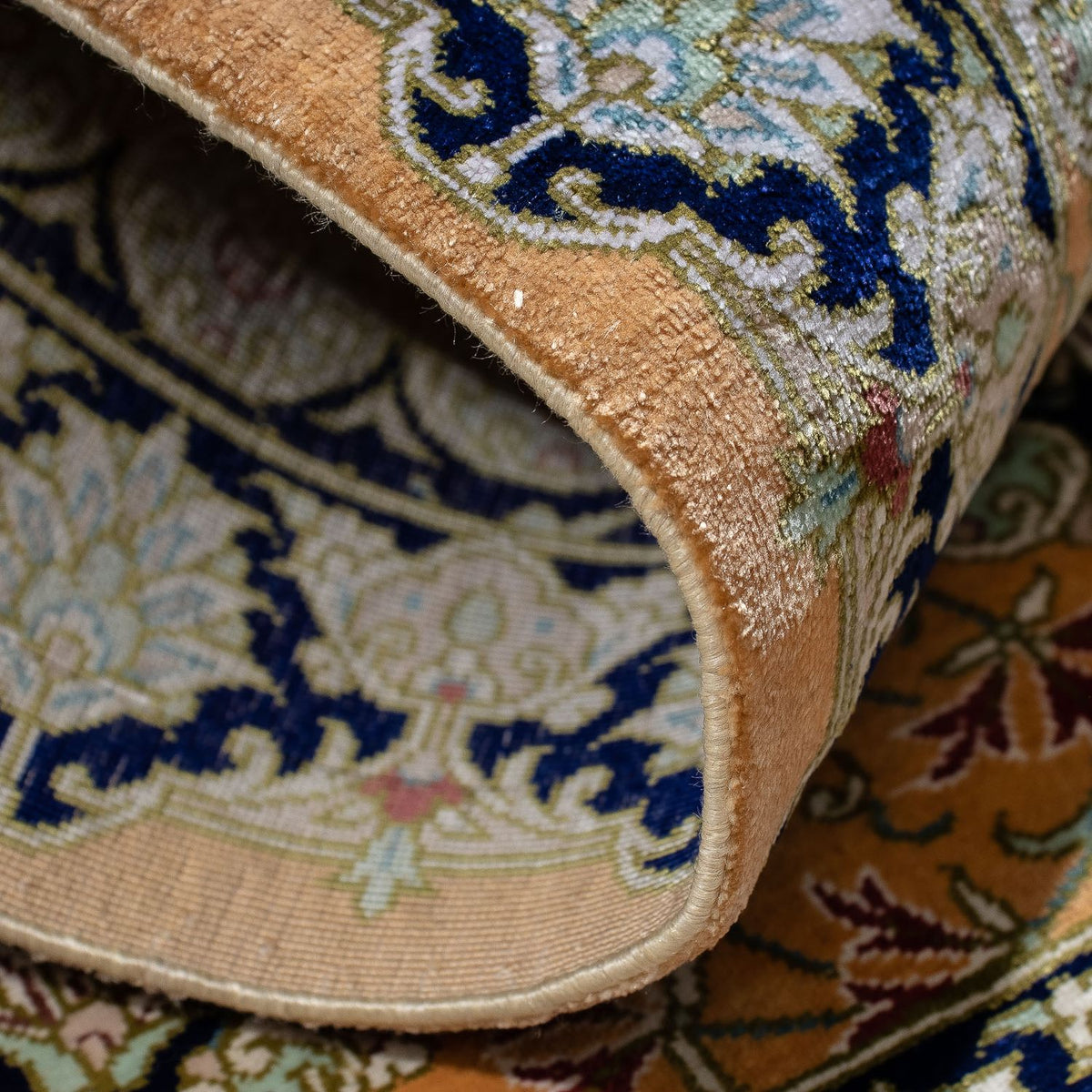 Persisk matta - Ghom - 93 x 59 cm - senapsgult