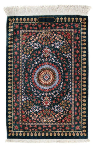 Persisk matta - Ghom - 93 x 60 cm - mörkblå