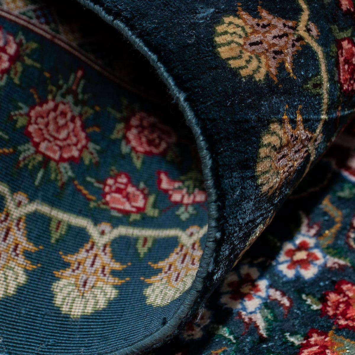 Persisk matta - Ghom - 93 x 60 cm - mörkblå