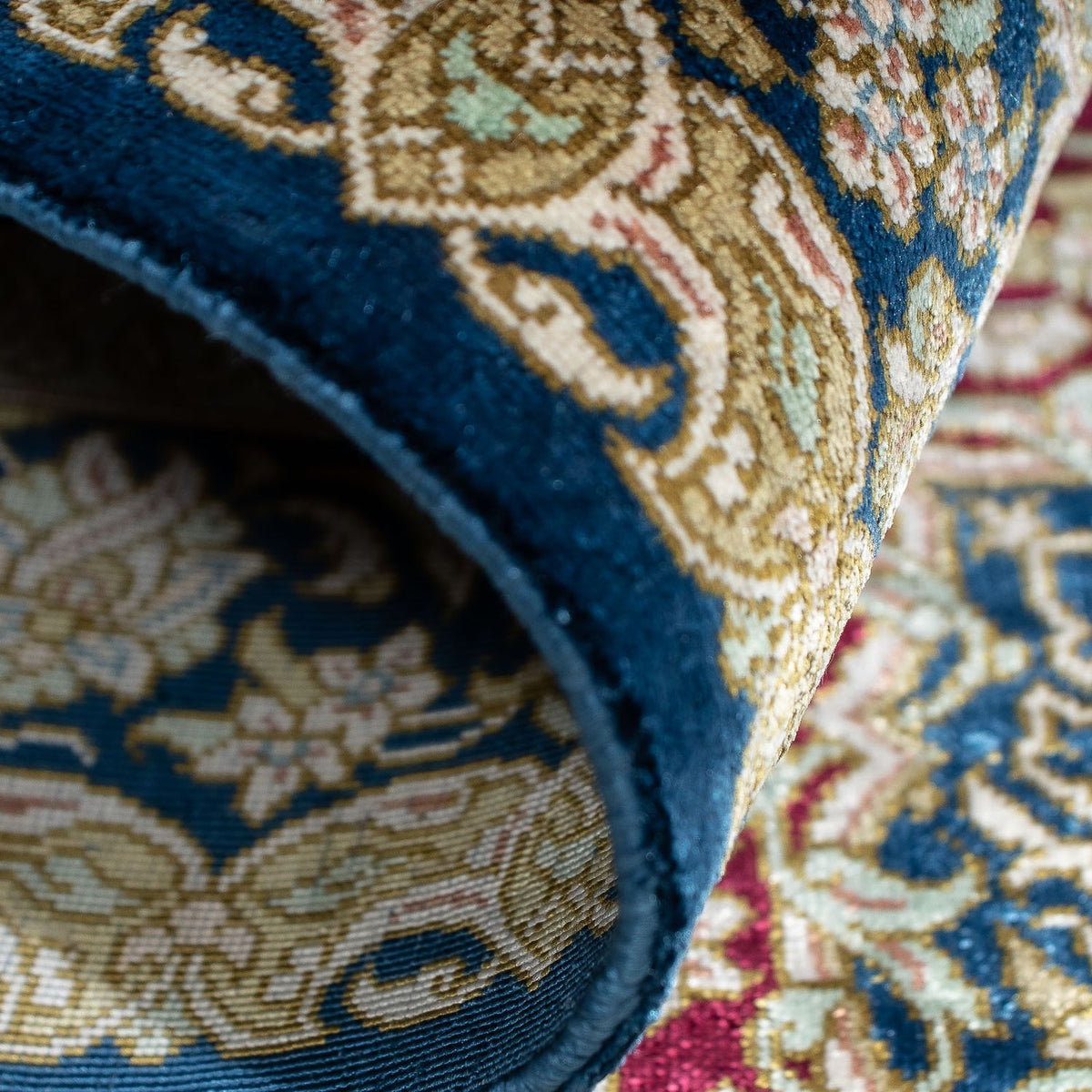 Persisk matta - Ghom - 92 x 61 cm - mörkblå