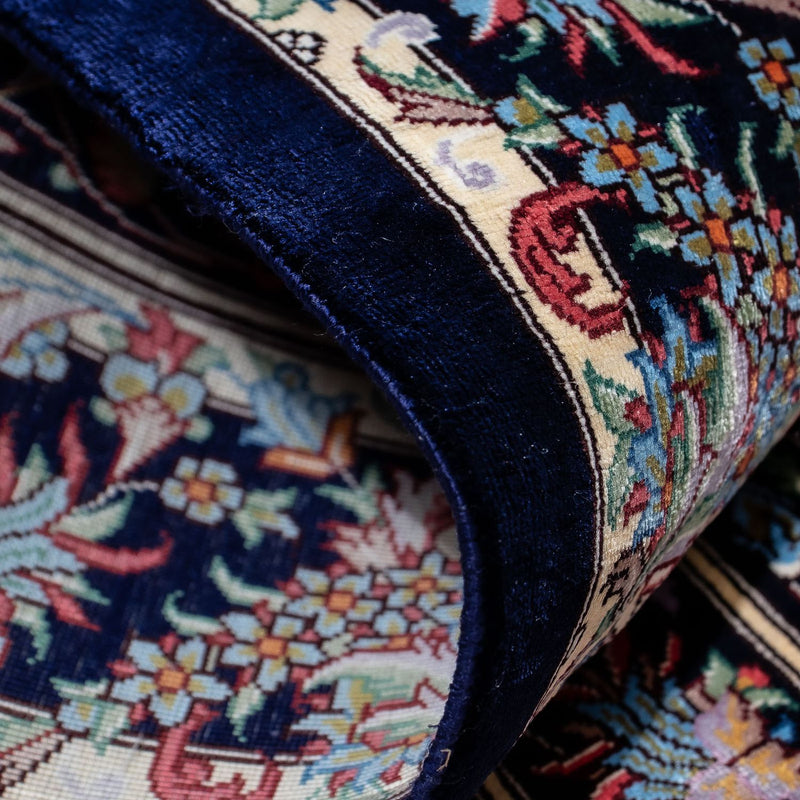 Persisk matta - Ghom - 98 x 61 cm - mörkblå