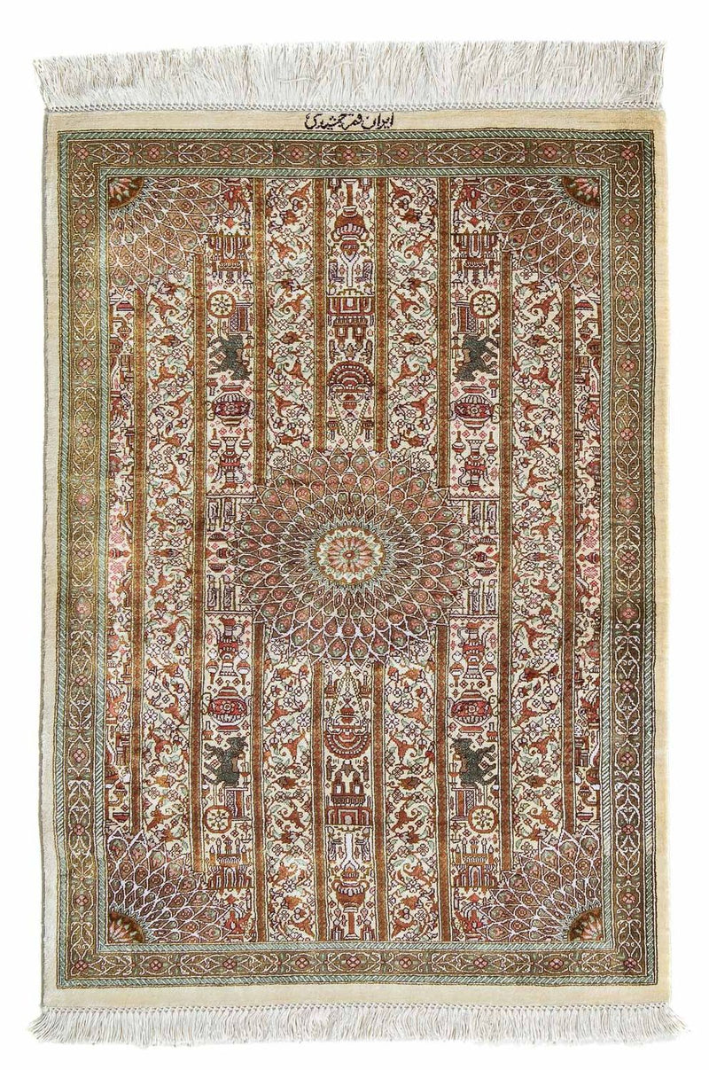 Persisk matta - Ghom - 90 x 59 cm - beige