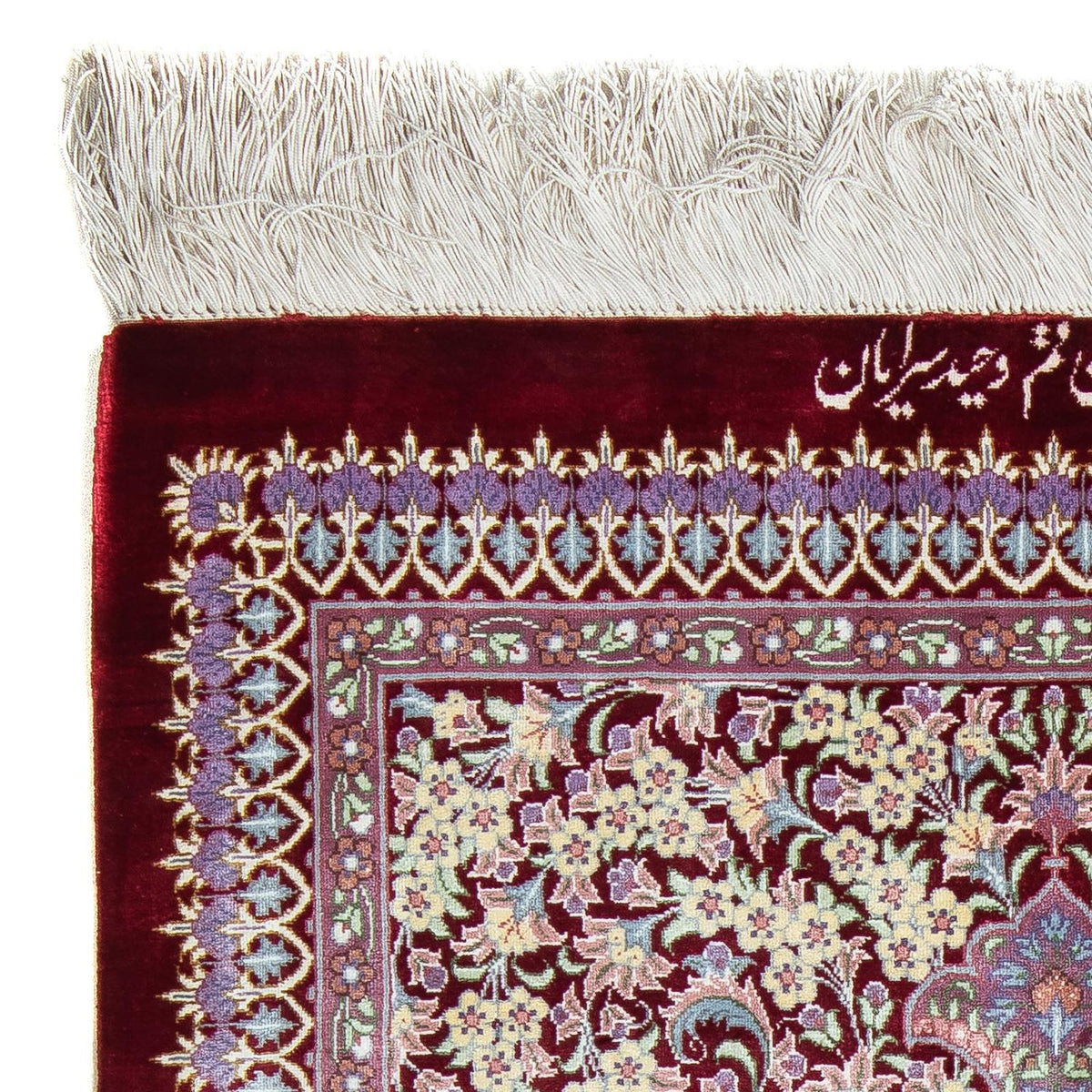 Persisk matta - Ghom - 101 x 59 cm - mörkröd