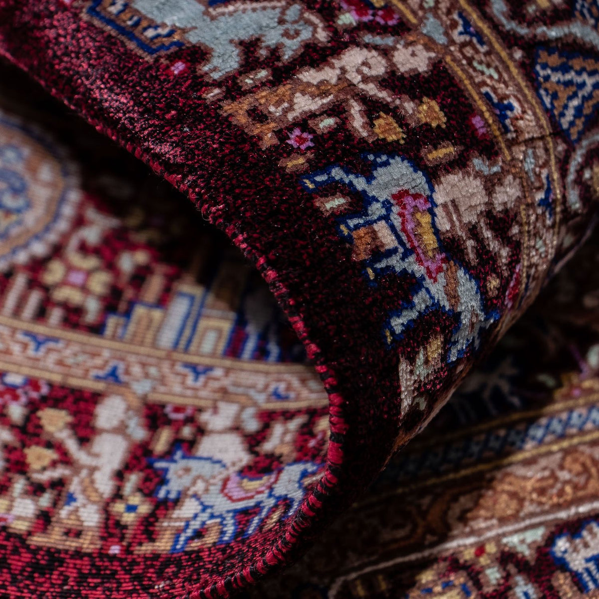 Persisk matta - Ghom - 90 x 62 cm - mörkblå