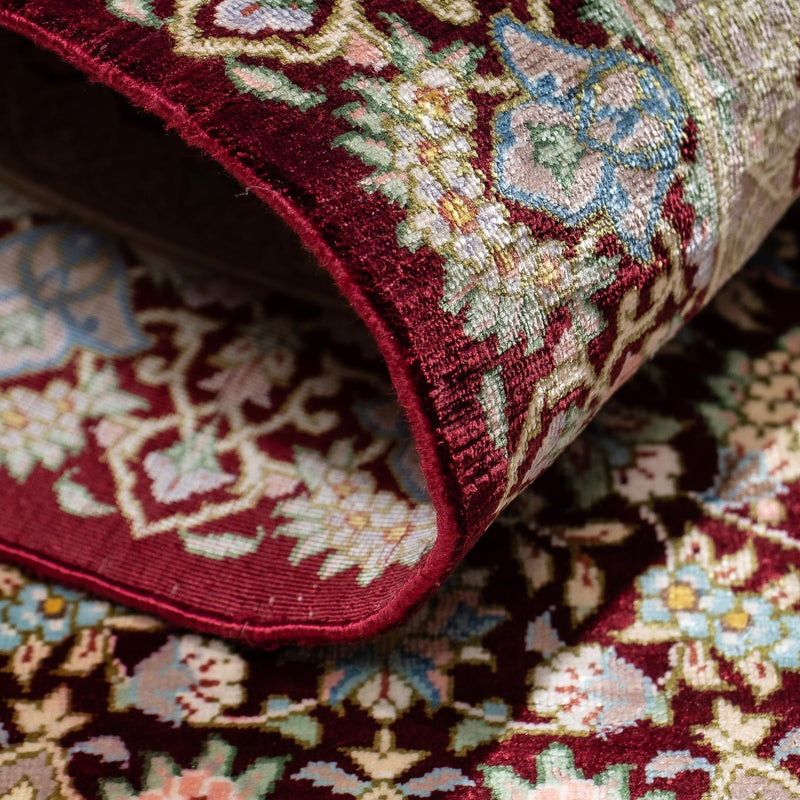 Persisk matta - Ghom - 88 x 57 cm - mörkröd