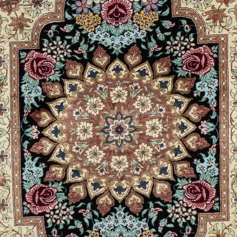 Persisk matta - Ghom - 89 x 59 cm - mörkblå