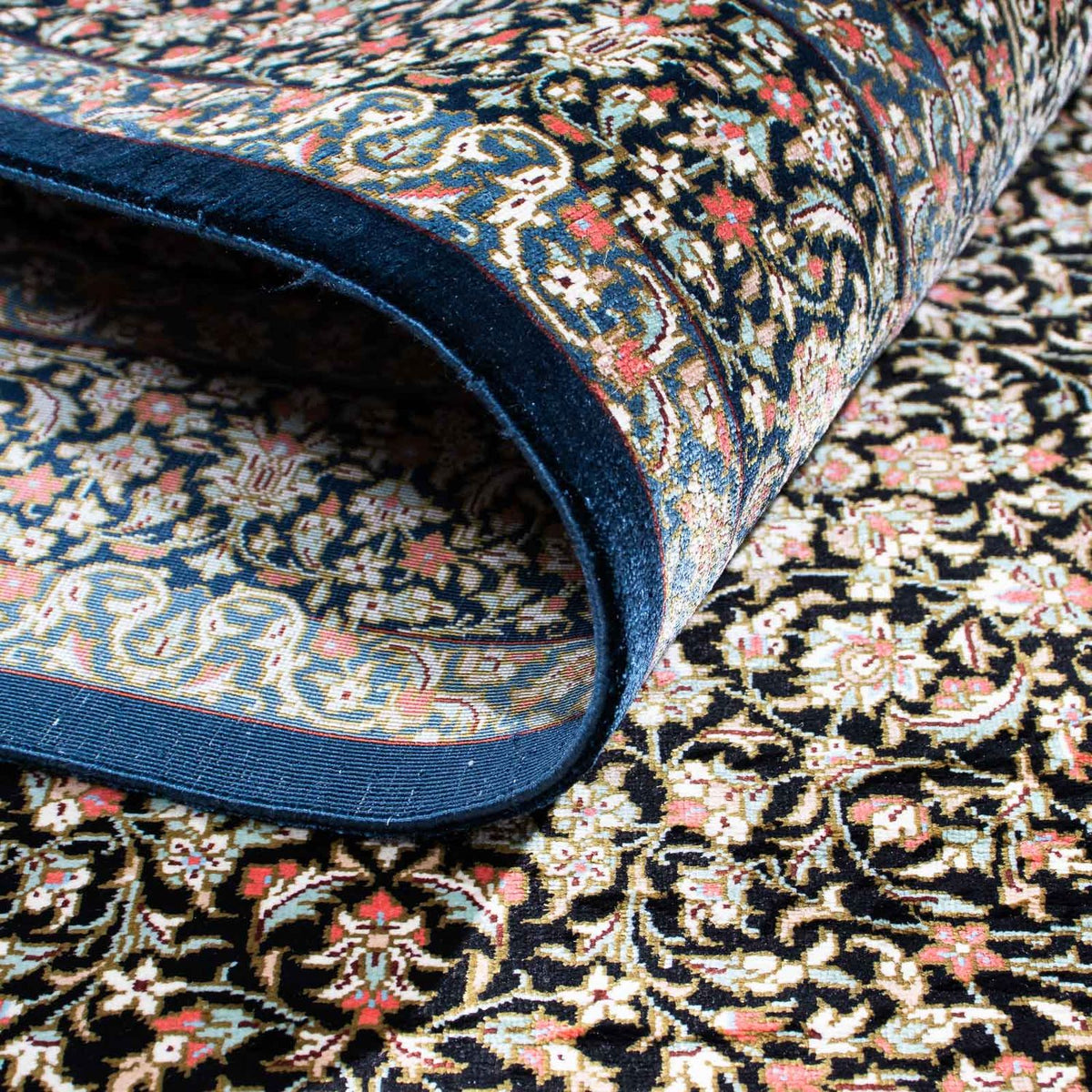Persisk matta - Ghom - 119 x 79 cm - mörkblå