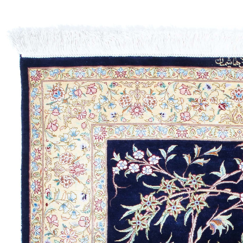 Persisk matta - Ghom - 119 x 80 cm - mörkblå