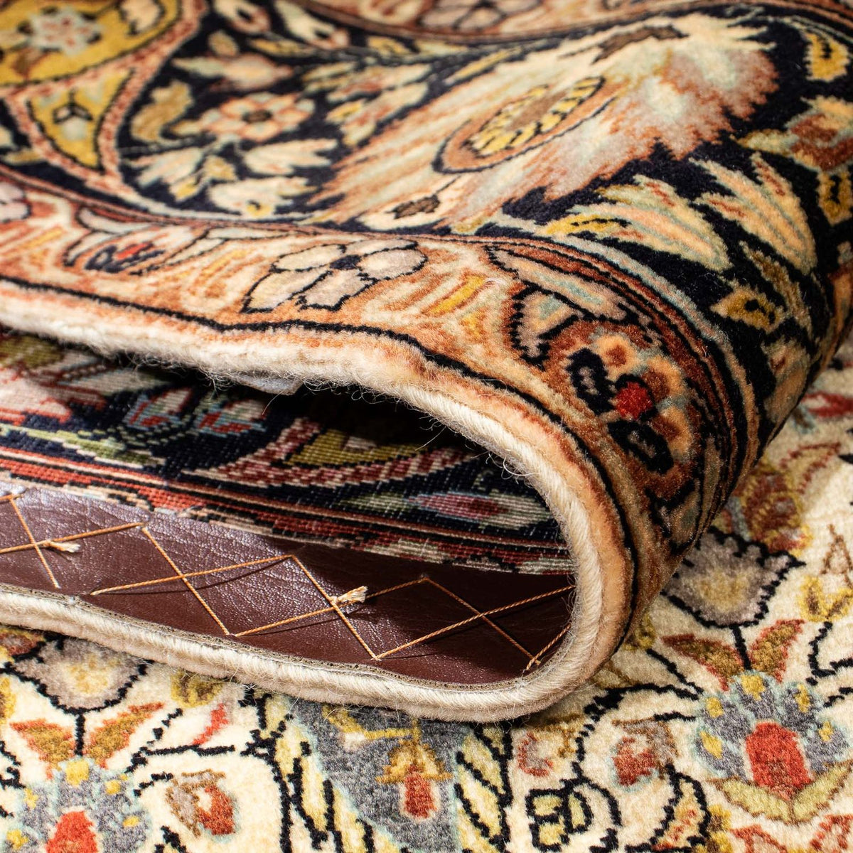 Silk Carpet - Ghom Silk - Premium - 195 x 135 cm - ljusbeige