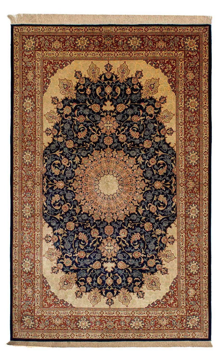 Silk Carpet - Ghom Silk - Premium - 216 x 132 cm - mörkblå