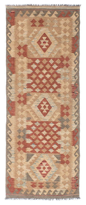 Runner Kelim Carpet - orientalisk matta - 212 x 79 cm - ljusbrun