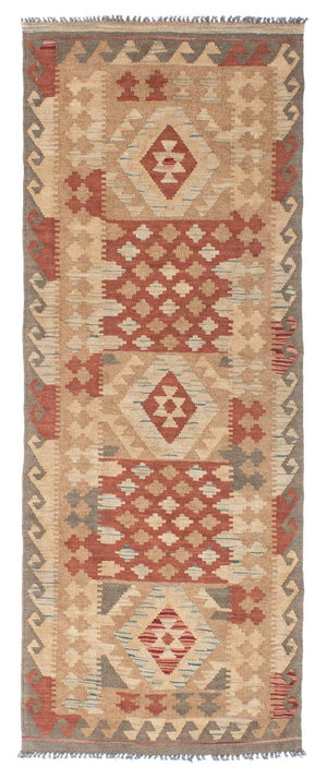 Runner Kelim Carpet - orientalisk matta - 212 x 79 cm - ljusbrun