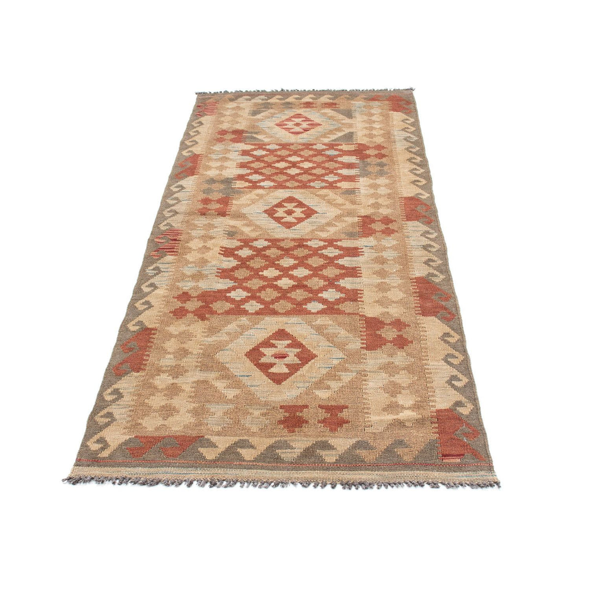 Runner Kelim Carpet - orientalisk matta - 212 x 79 cm - ljusbrun