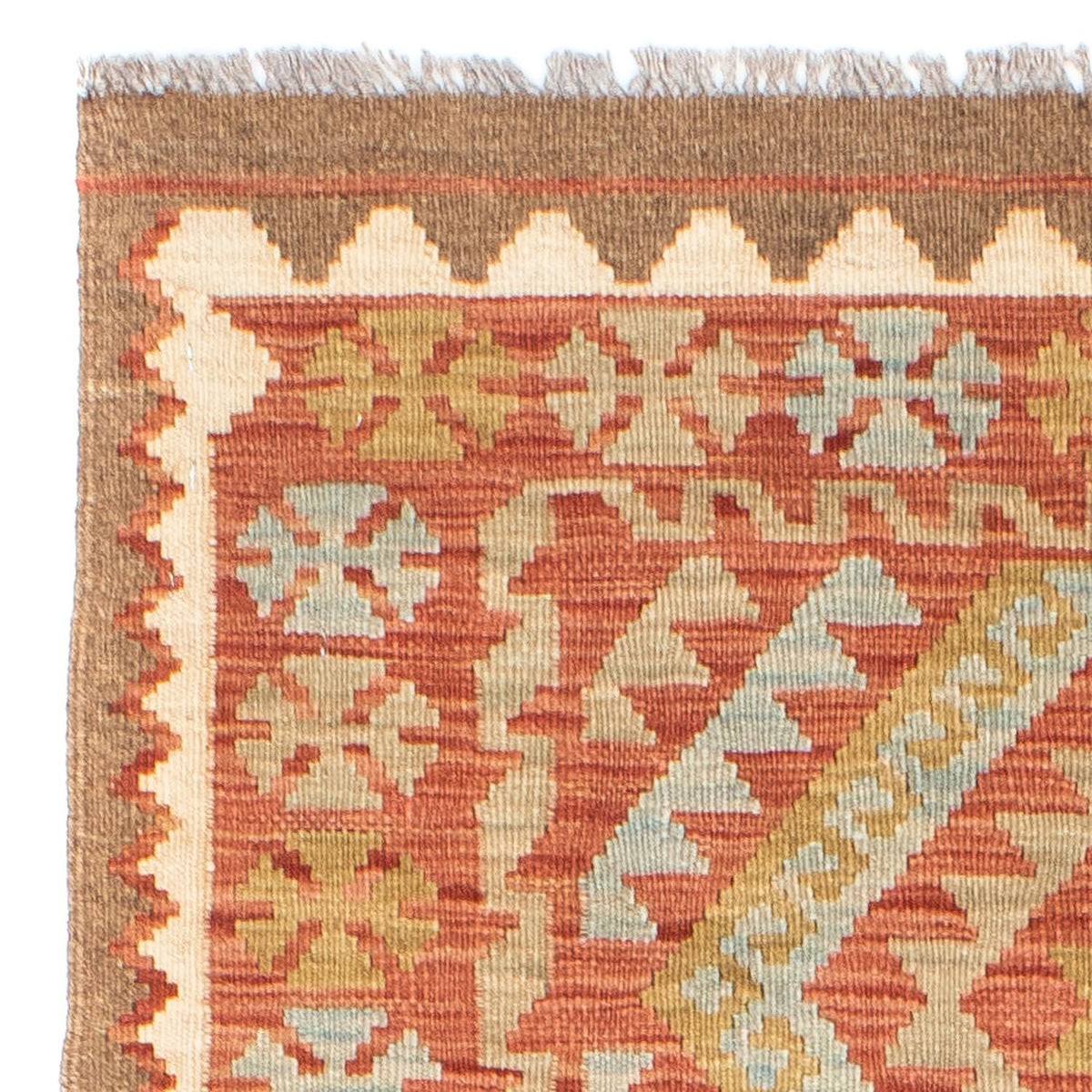 Runner Kelim Carpet - orientalisk matta - 193 x 84 cm - ljusröd