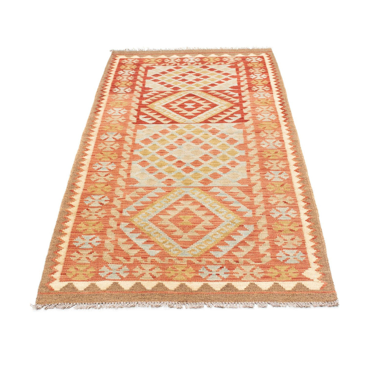 Runner Kelim Carpet - orientalisk matta - 193 x 84 cm - ljusröd