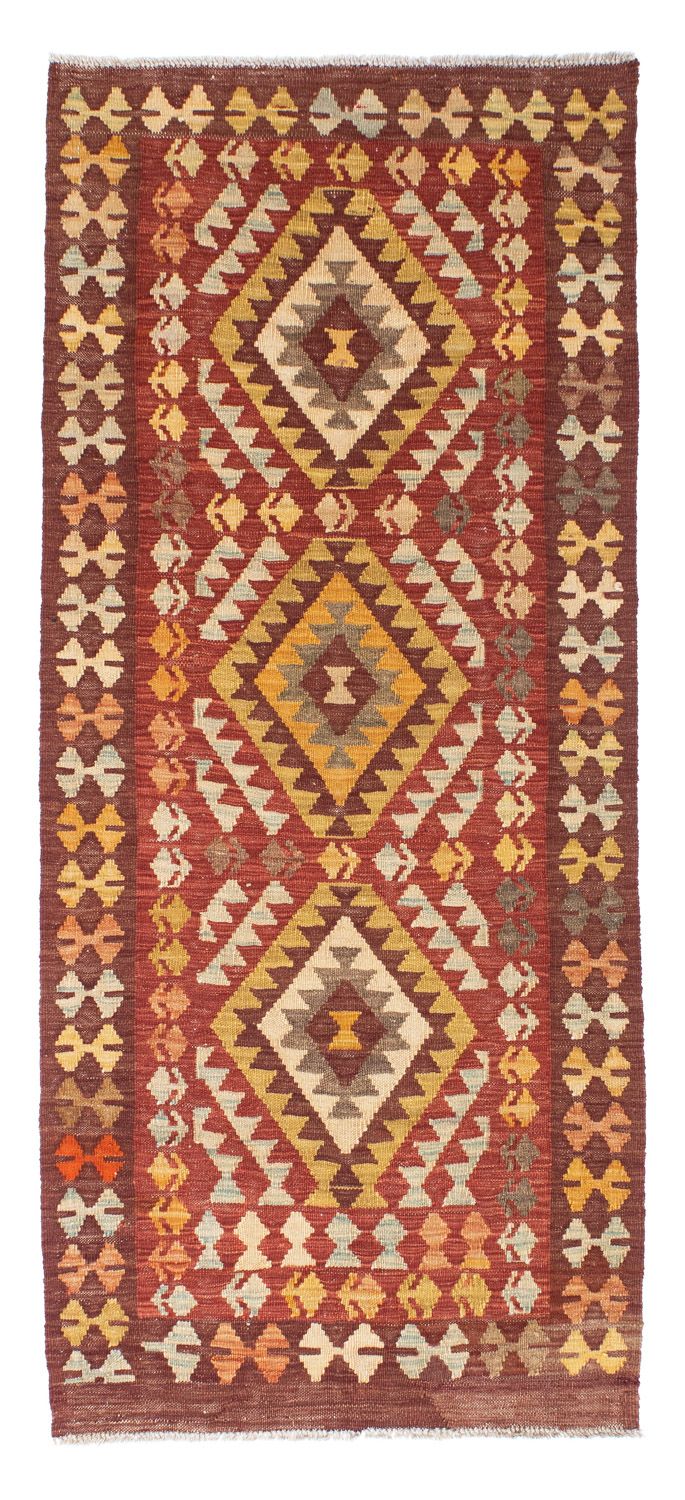 Runner Kelim Carpet - orientalisk matta - 189 x 78 cm - mörkröd