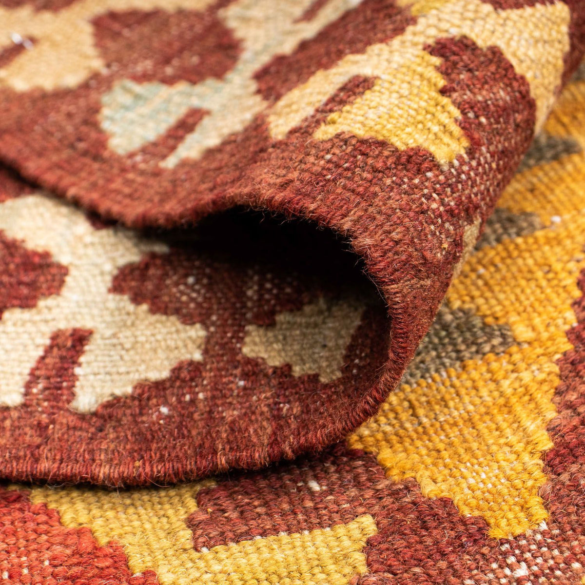 Runner Kelim Carpet - orientalisk matta - 189 x 78 cm - mörkröd