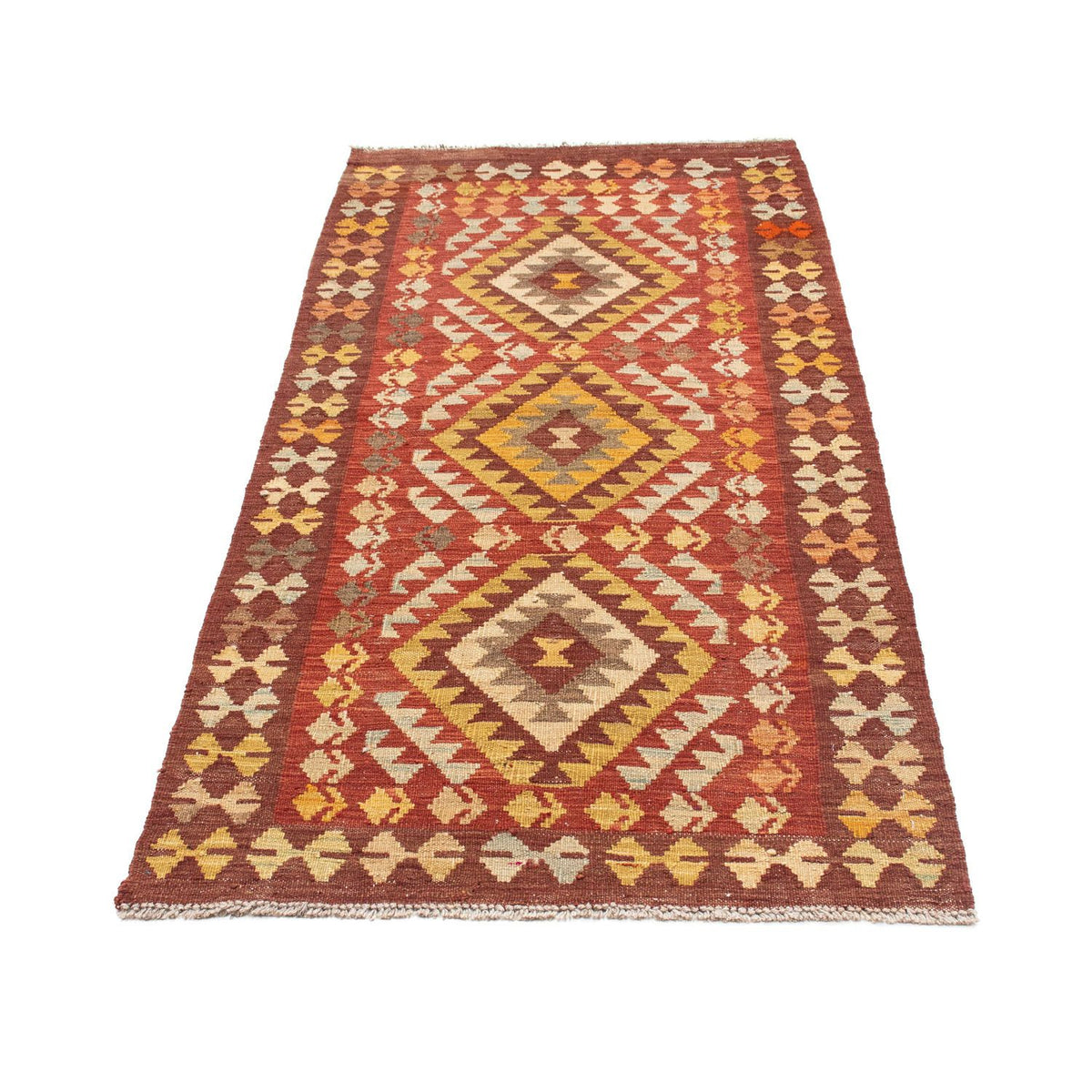 Runner Kelim Carpet - orientalisk matta - 189 x 78 cm - mörkröd