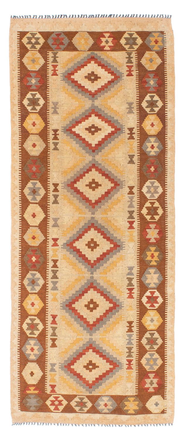 Runner Kelim Carpet - orientalisk matta - 200 x 79 cm - ljusbrun