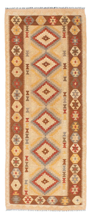 Runner Kelim Carpet - orientalisk matta - 200 x 79 cm - ljusbrun