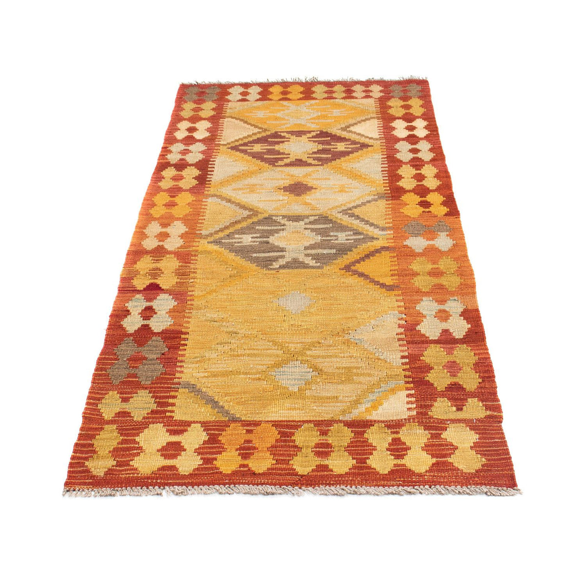Runner Kelim Carpet - orientalisk matta - 185 x 75 cm - guld