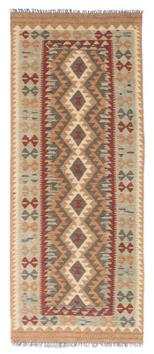 Runner Kelim Carpet - orientalisk matta - 198 x 80 cm - ljusbrun