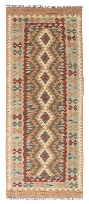 Runner Kelim Carpet - orientalisk matta - 198 x 80 cm - ljusbrun