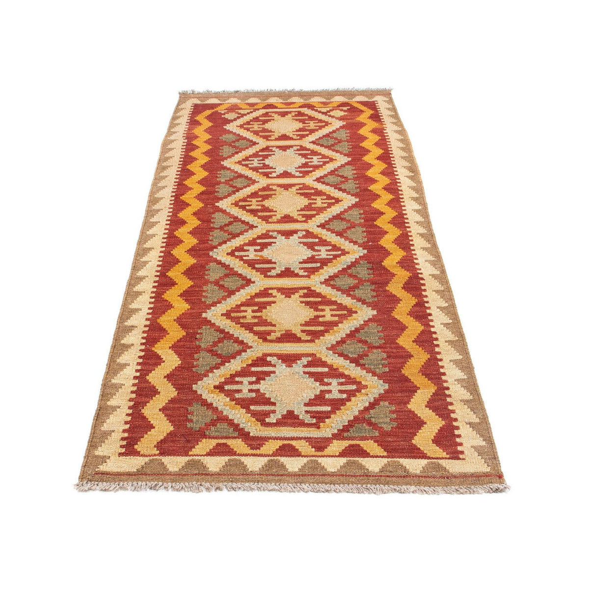 Runner Kelim Carpet - orientalisk matta - 196 x 76 cm - ljusbrun
