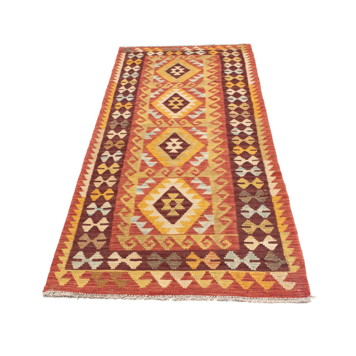 Runner Kelim Carpet - orientalisk matta - 204 x 77 cm - röd