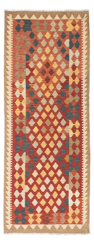 Runner Kelim Carpet - orientalisk matta - 198 x 74 cm - ljusröd