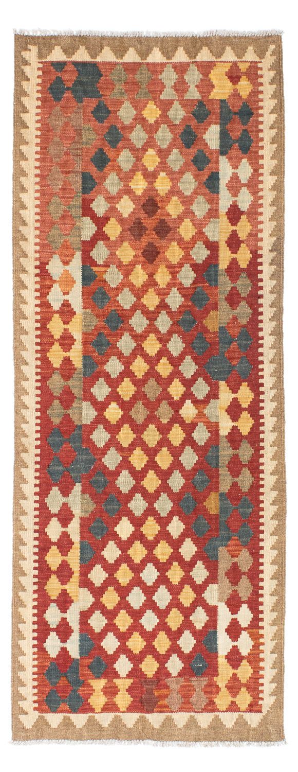 Runner Kelim Carpet - orientalisk matta - 198 x 74 cm - ljusröd