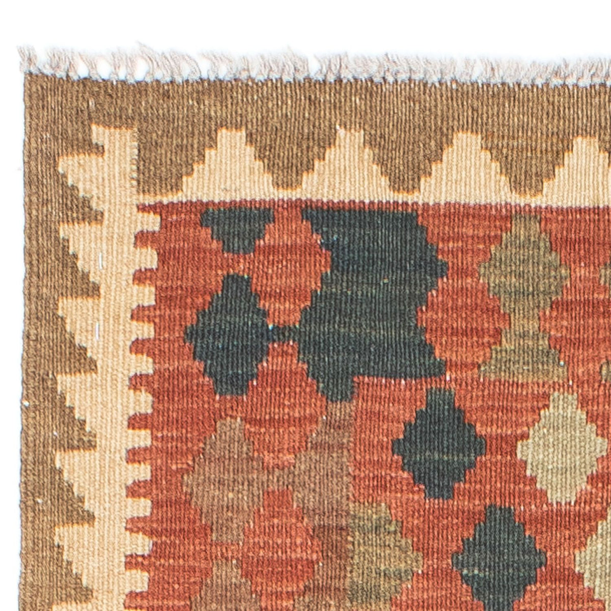 Runner Kelim Carpet - orientalisk matta - 198 x 74 cm - ljusröd