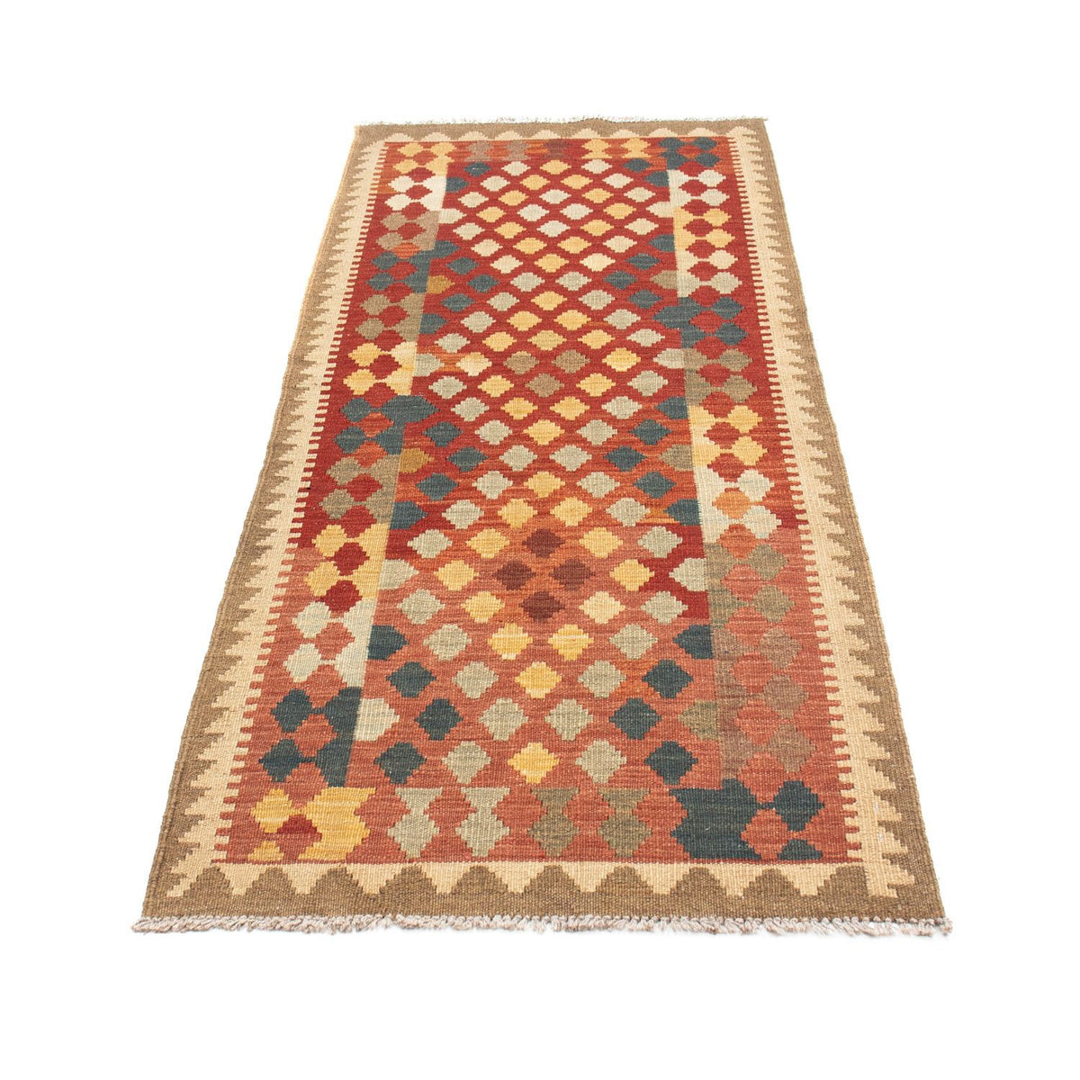 Runner Kelim Carpet - orientalisk matta - 198 x 74 cm - ljusröd