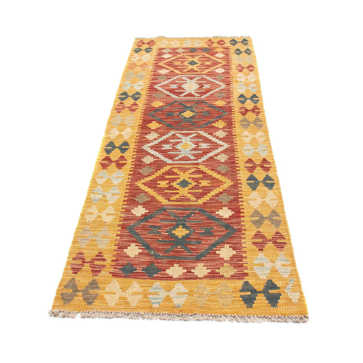 Runner Kelim Carpet - orientalisk matta - 202 x 72 cm - flerfärgad