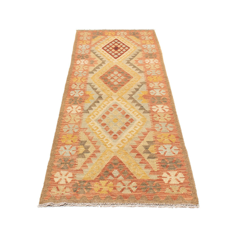 Runner Kelim Carpet - orientalisk matta - 208 x 66 cm - ljusröd