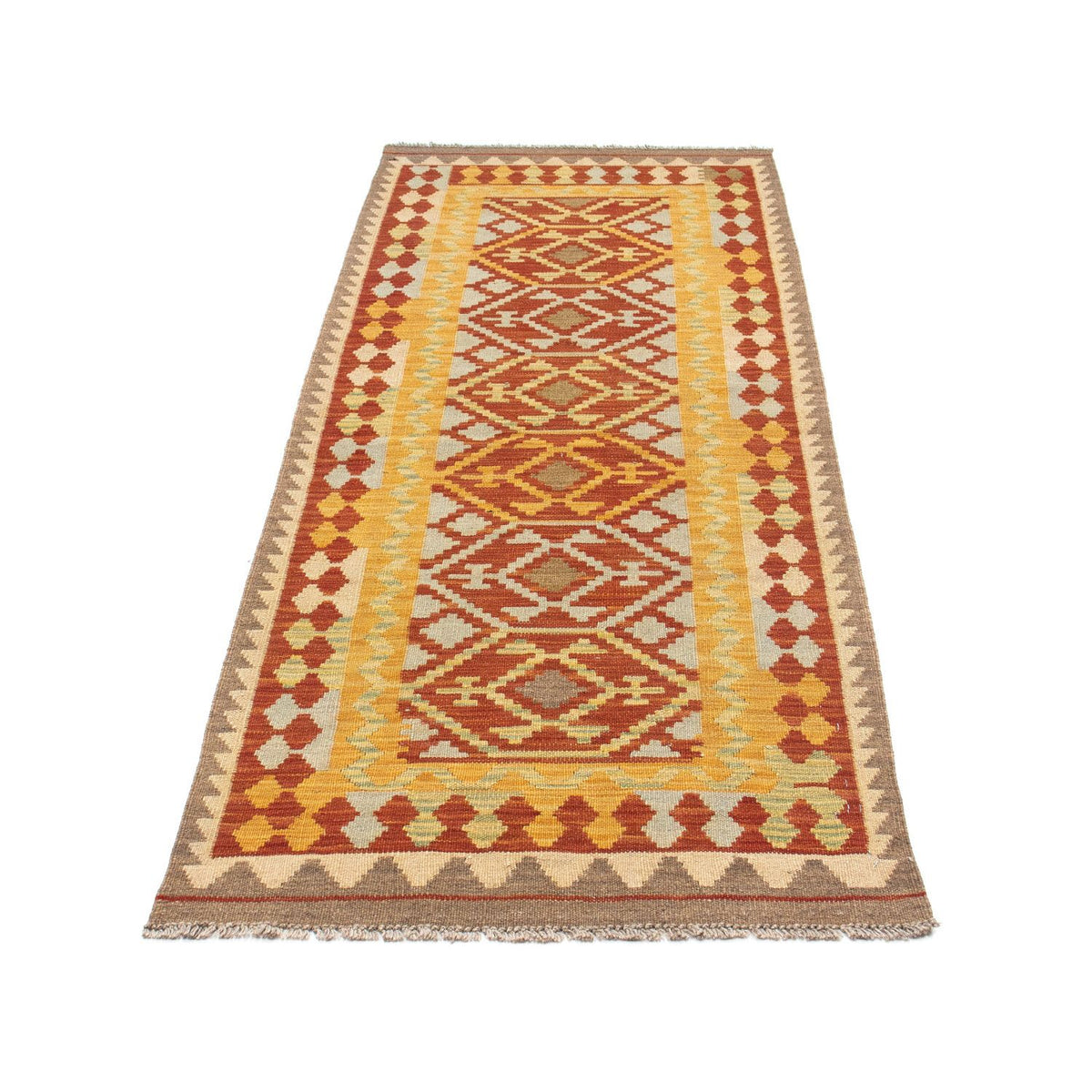 Runner Kelim Carpet - orientalisk matta - 195 x 73 cm - röd
