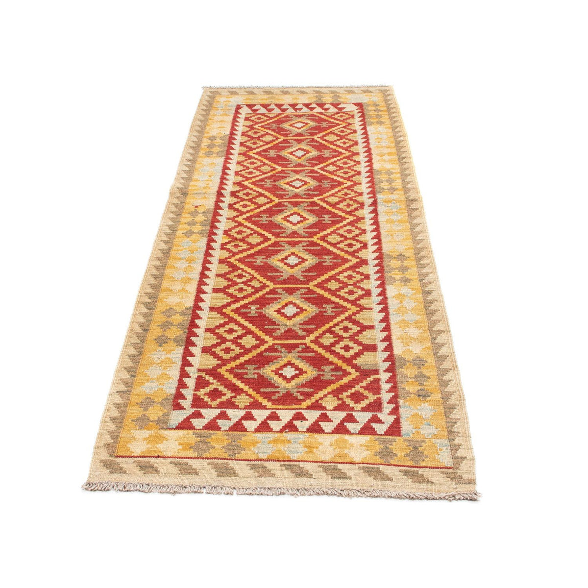 Runner Kelim Carpet - orientalisk matta - 203 x 71 cm - röd
