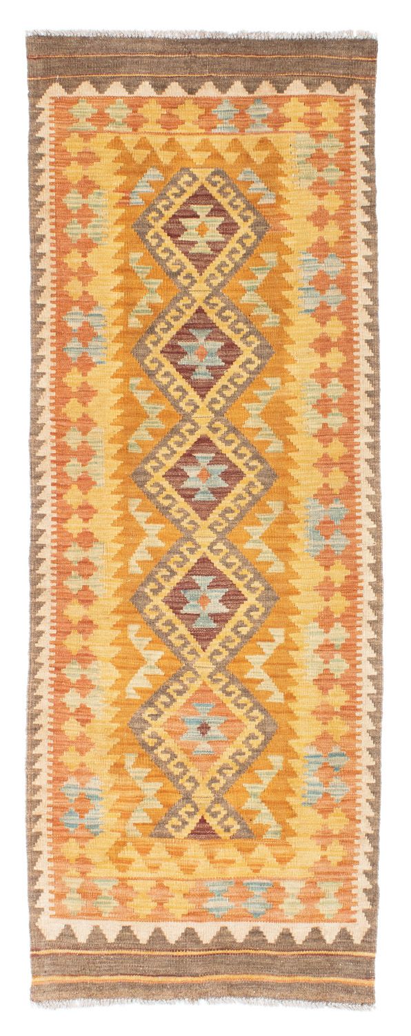 Runner Kelim Carpet - orientalisk matta - 209 x 71 cm - guld