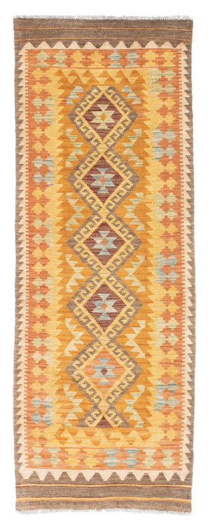 Runner Kelim Carpet - orientalisk matta - 209 x 71 cm - guld