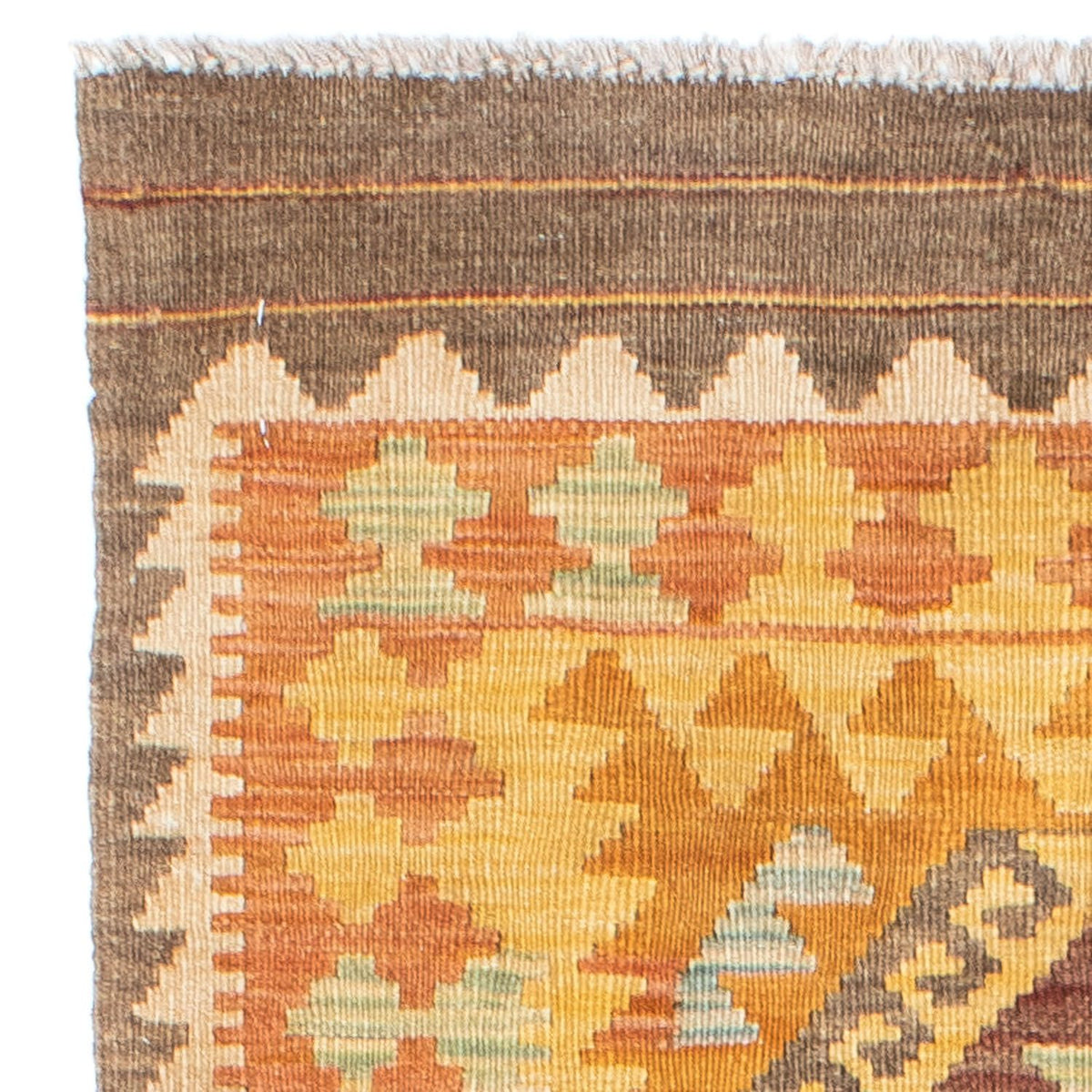 Runner Kelim Carpet - orientalisk matta - 209 x 71 cm - guld