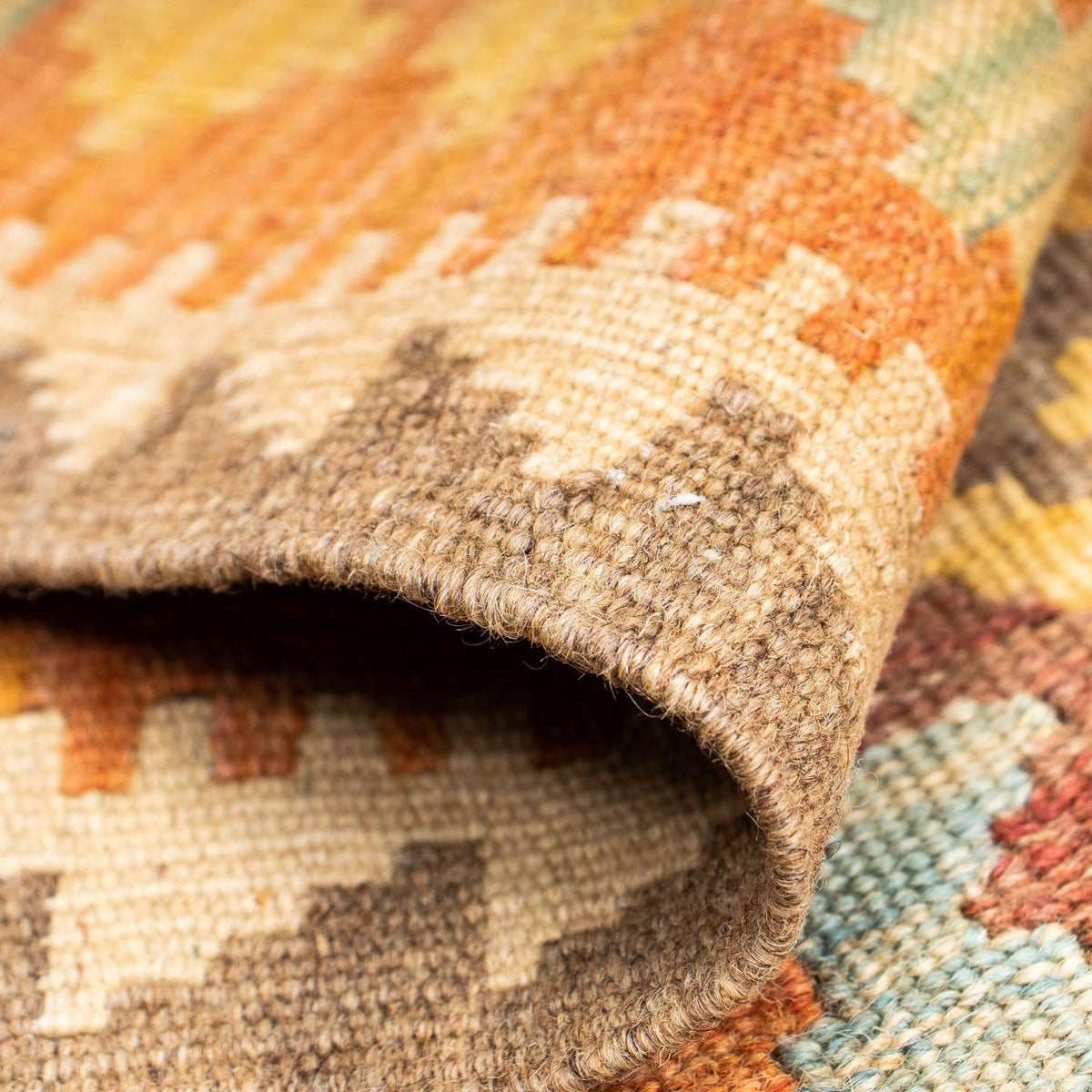 Runner Kelim Carpet - orientalisk matta - 209 x 71 cm - guld