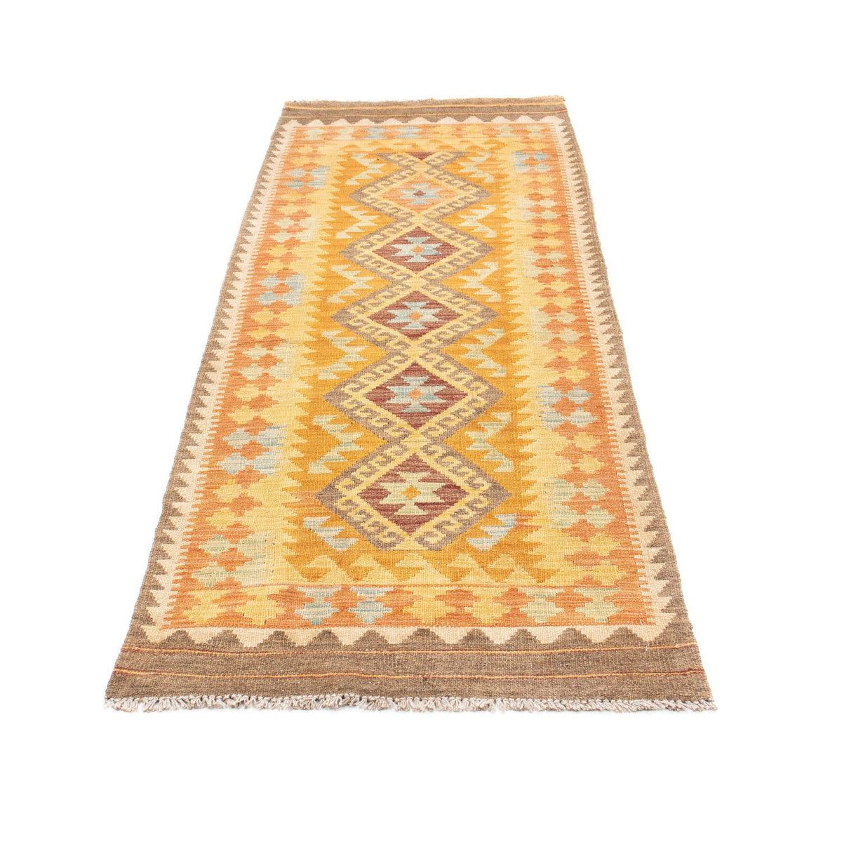 Runner Kelim Carpet - orientalisk matta - 209 x 71 cm - guld