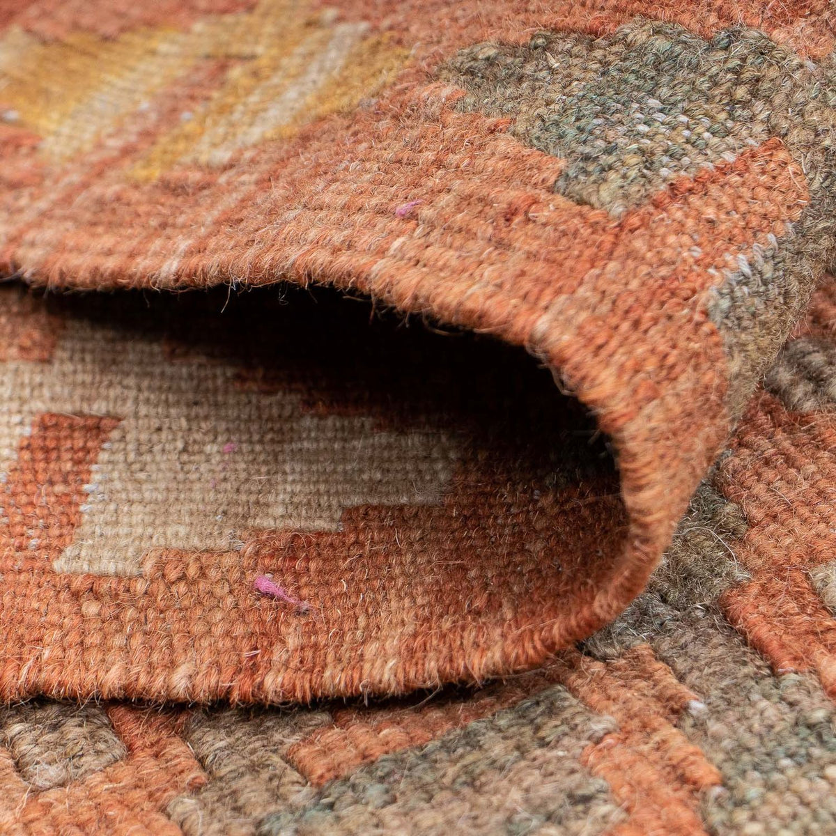 Runner Kelim Carpet - Splash - 206 x 61 cm - rost