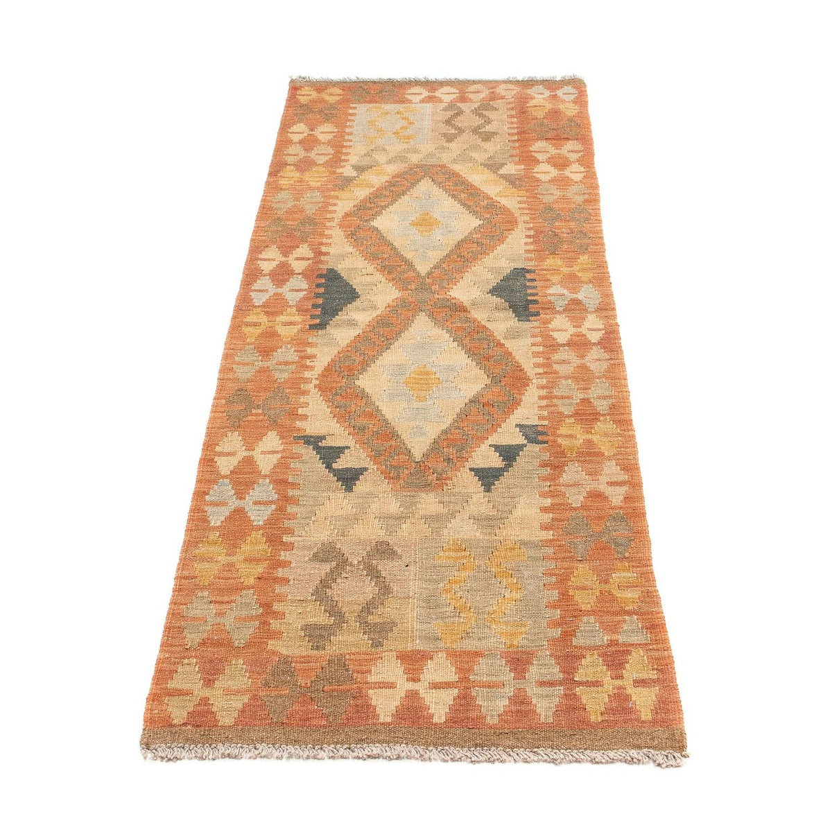 Runner Kelim Carpet - Splash - 206 x 61 cm - rost