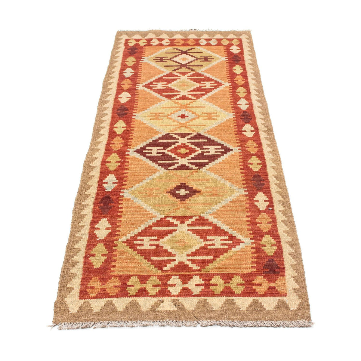 Runner Kelim Carpet - orientalisk matta - 201 x 64 cm - ljusbrun