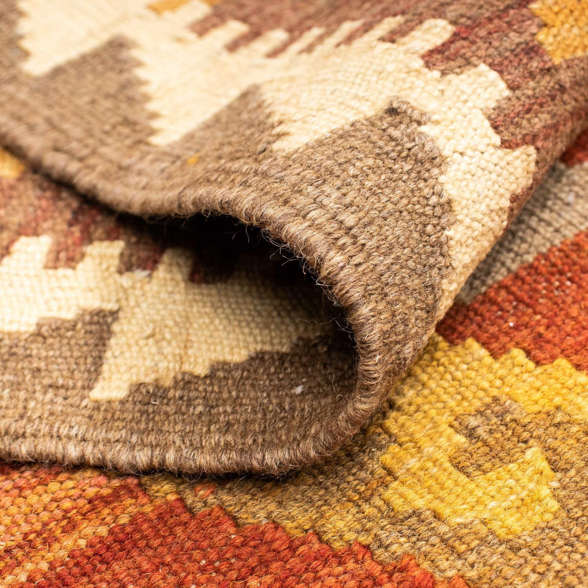 Runner Kelim Carpet - orientalisk matta - 203 x 64 cm - ljusbrun