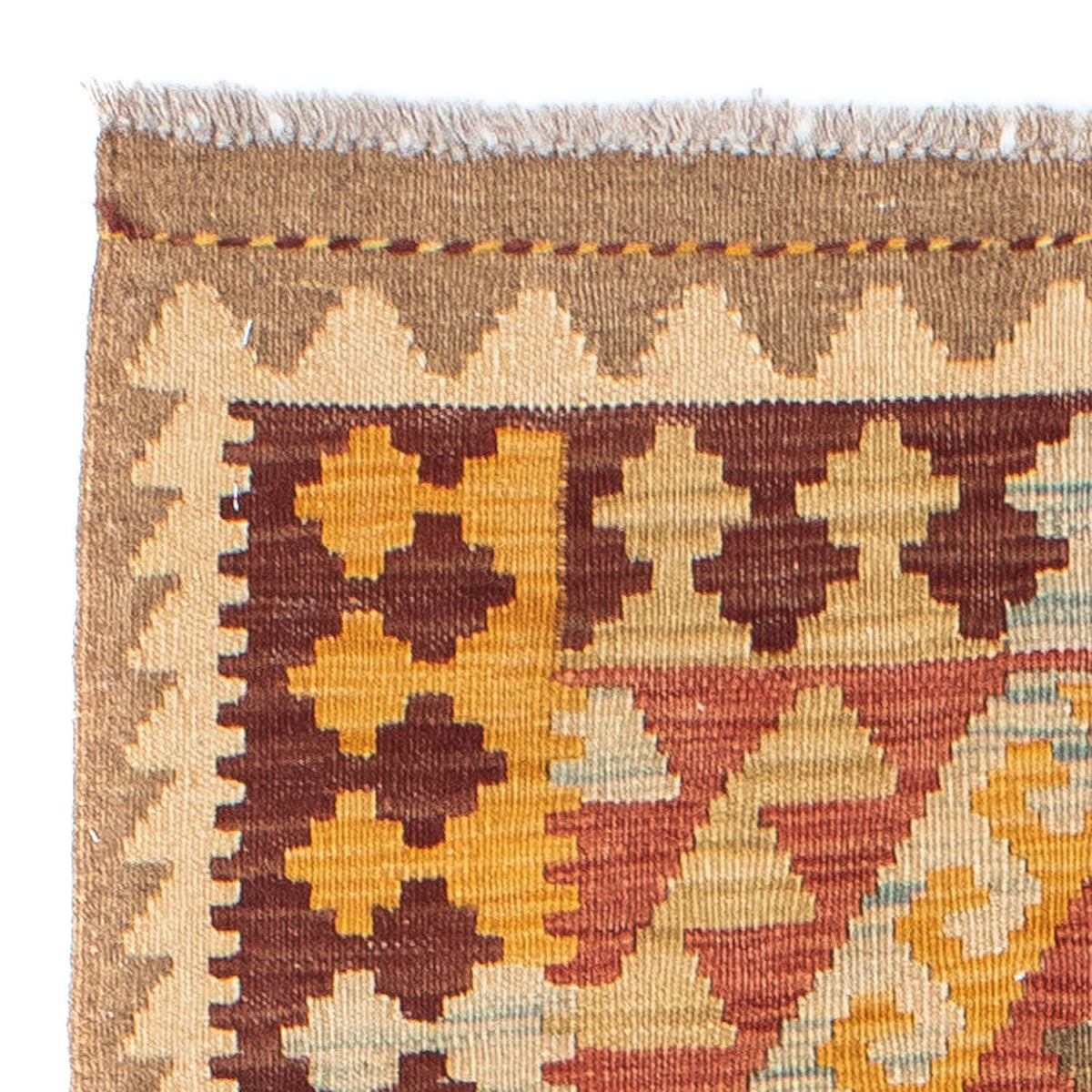 Runner Kelim Carpet - orientalisk matta - 199 x 67 cm - ljusbrun