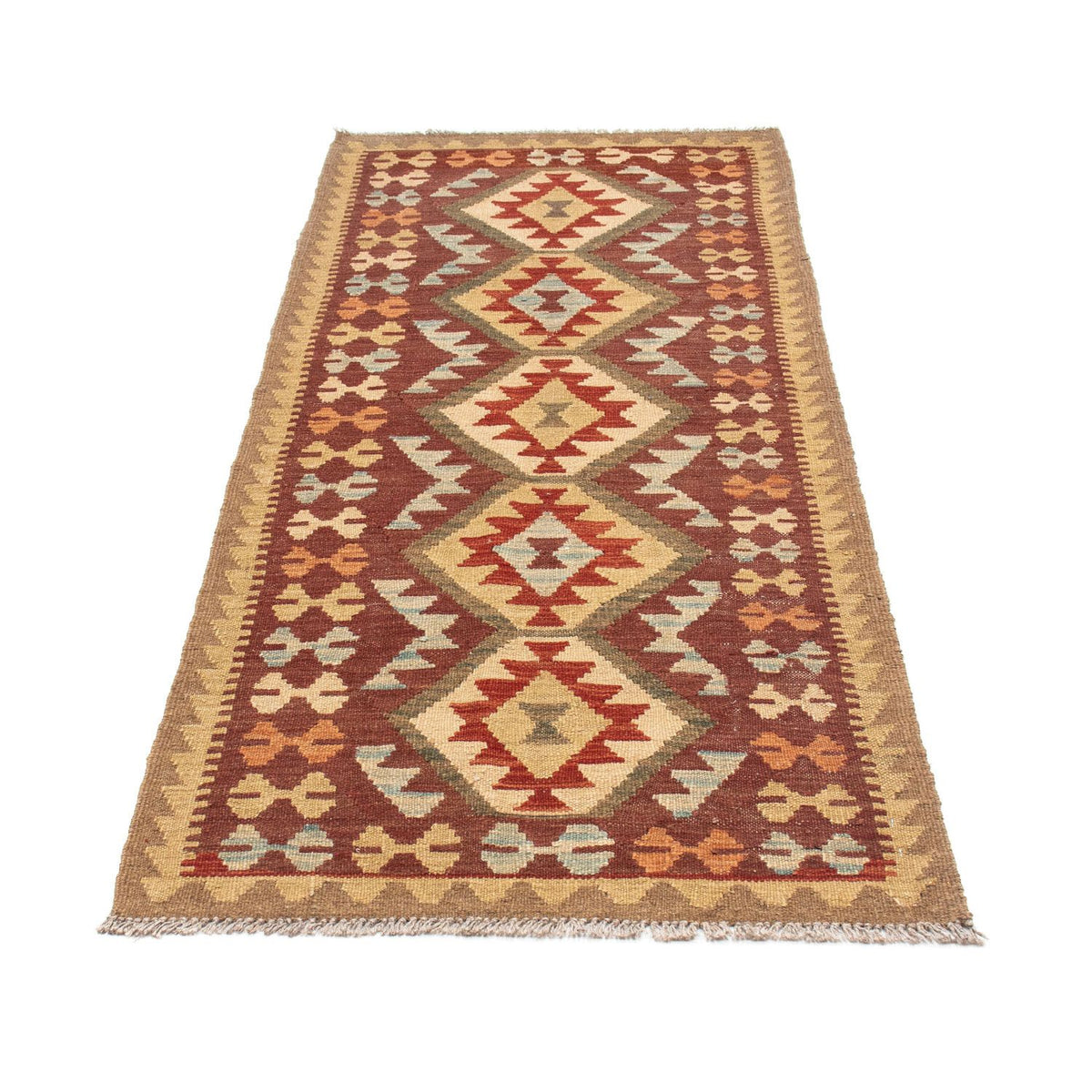 Runner Kelim Carpet - orientalisk matta - 192 x 76 cm - brun