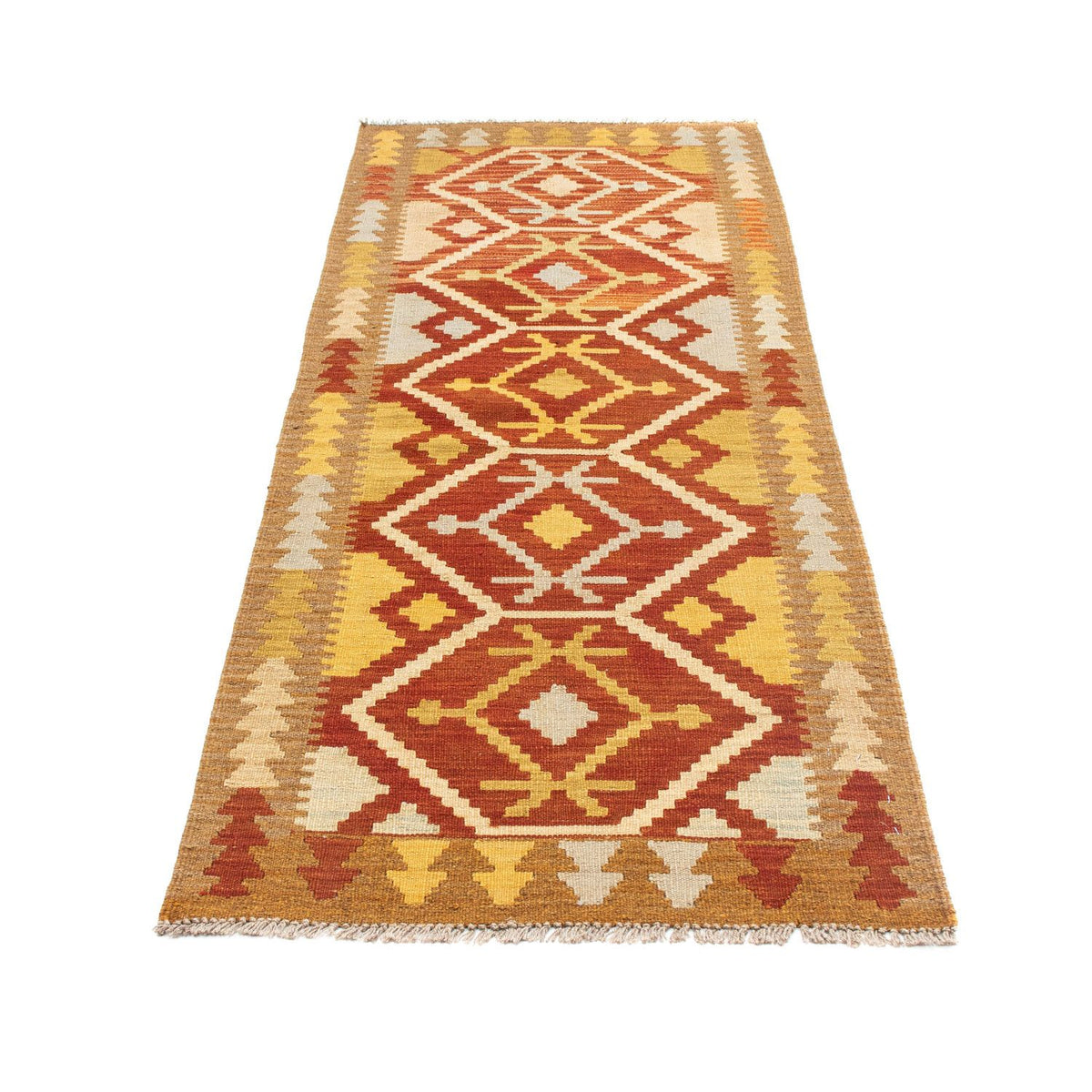 Runner Kelim Carpet - orientalisk matta - 206 x 73 cm - rost
